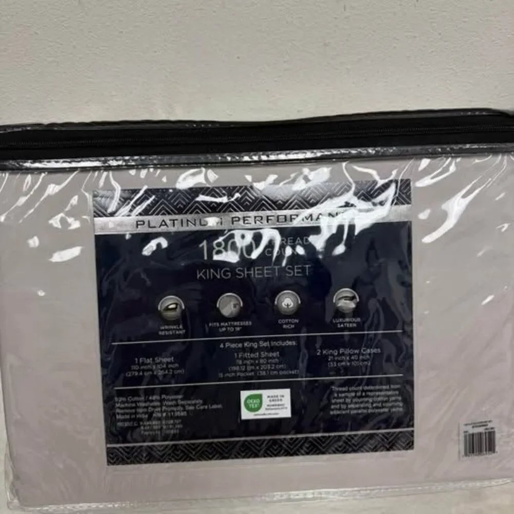 1800 Thread Count King Sheet Set Platinum Performance New